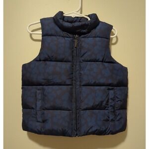 Baby Gap Size 3t Toddler, Puffer Vest, Blue and Black Animal Print, Spring Fall